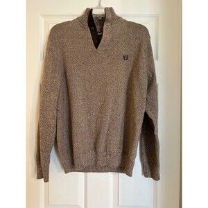 Chaps Quarter Button Elbow Patch mens Sweater Size M